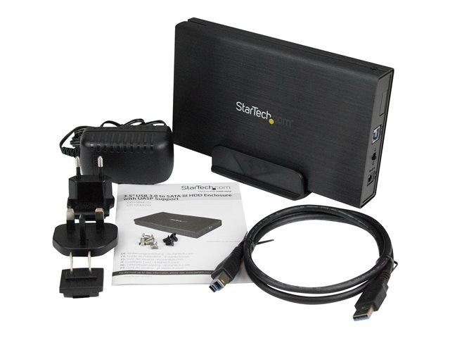 StarTech.com 3.5in Black Aluminum USB 3.0 External SATA III SSD / HDD Enclosure with UASP for SATA 6Gbps - 3.5