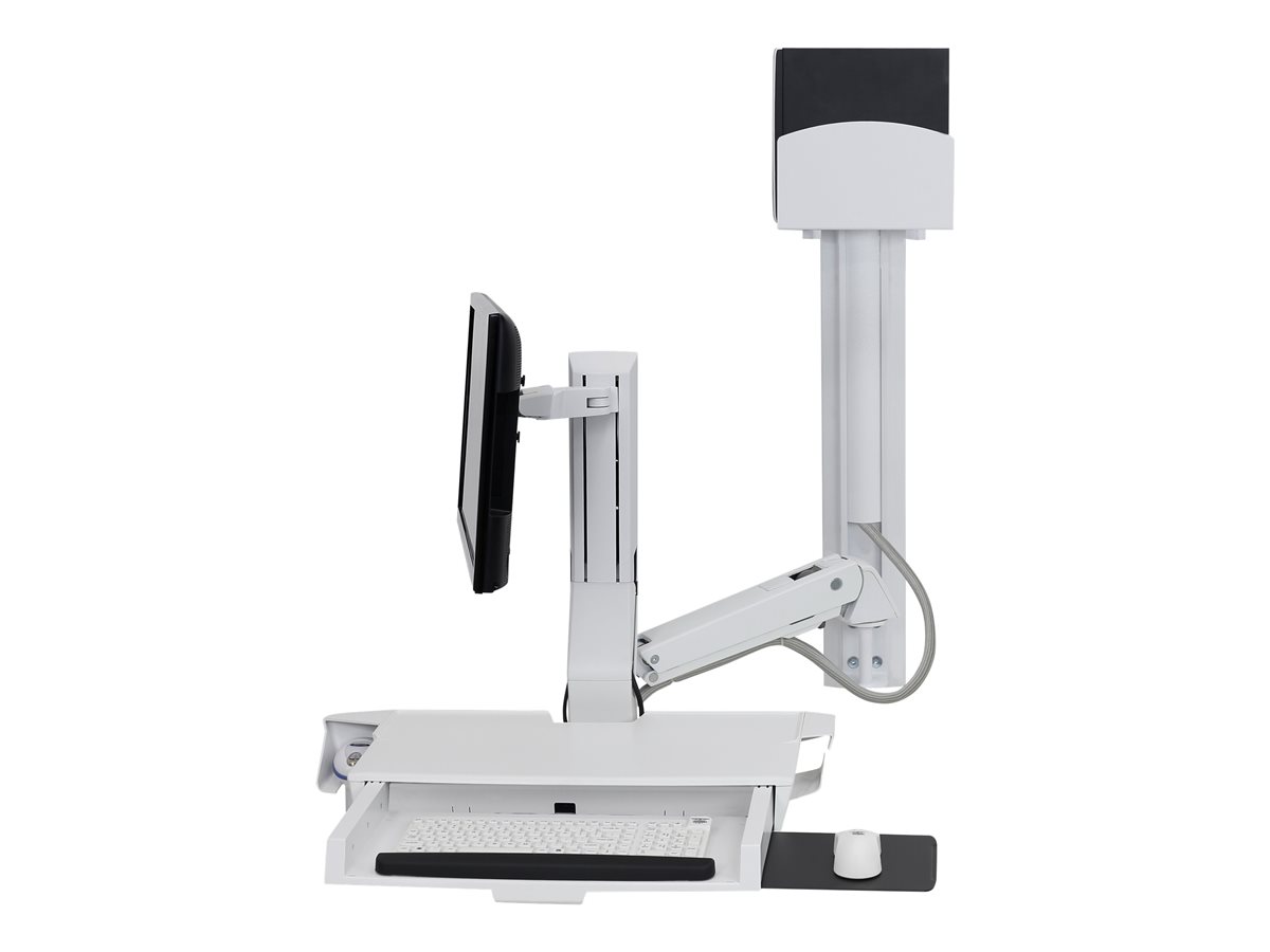 Ergotron SV Combo System with Worksurface & Pan, Small CPU Holder montážní sada - zvednutí a otočení - pro LCD displej / klávesnice / myš / skener čárových kódů / CPU - bílá – foto 2