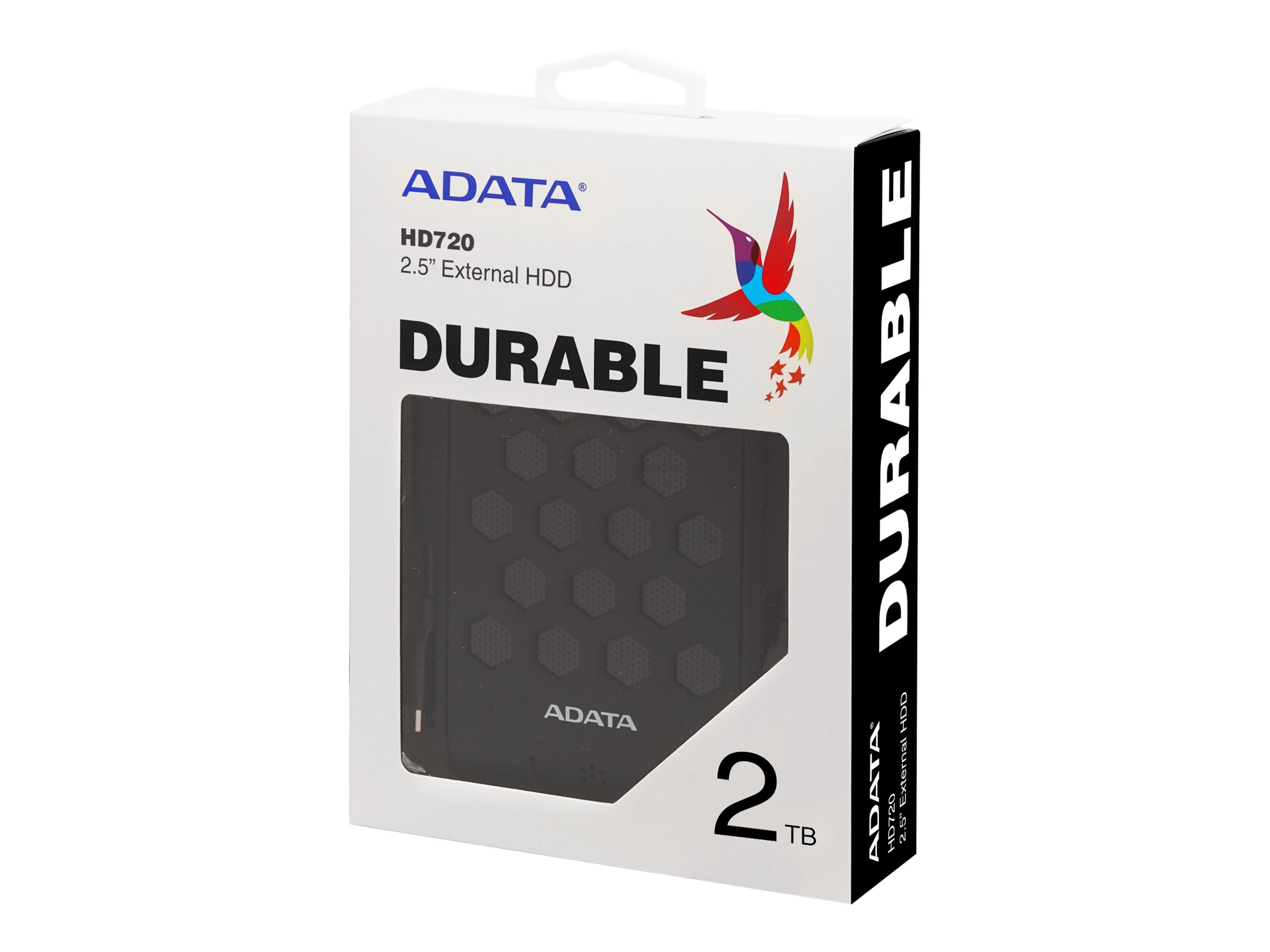 ADATA external HDD 2TB 2,5'' USB 3.1, DashDrive™ Durable HD720, G-sensor, czarny, (gumový, vodě/nára
