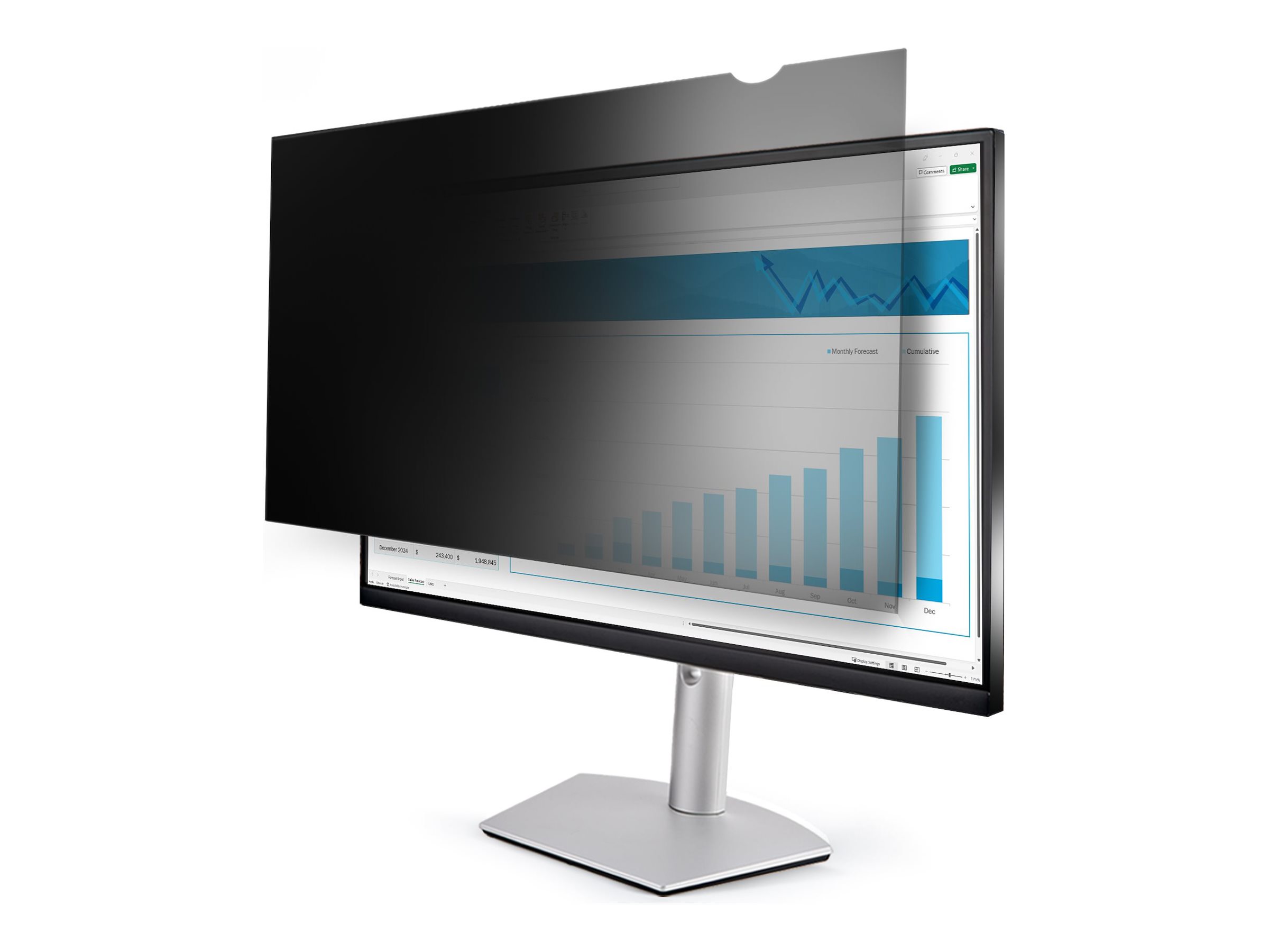 Startech 28-inch 16:9 Computer Monitor Privacy Filter, Anti-Glare Privacy Screen with 51% Blue Light Reduction, Black-out Monitor Screen Protector w/+/- 30 deg. Viewing Angle, Matte and Glossy Sides (2869-PRIVACY-SCREEN) - notebook privacy filter (horizontal)