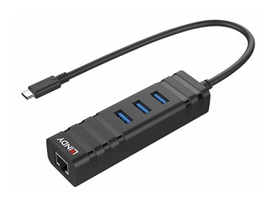 LINDY USB 3.1 Hub & Gigabit Ethernet Adapter USB Typ C - 43249