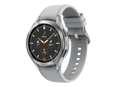 Samsung Galaxy Watch4 Classic 46 mm silver smart watch with ridge sport band 