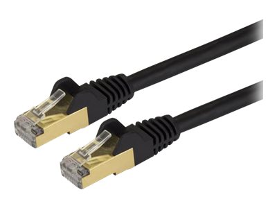 Startech 9ft CAT6A Ethernet Cable, 10 Gigabit Shielded Snagless RJ45 100W PoE Patch Cord, CAT 6A 10GbE STP Network Cable w/Strain Relief, Black, UL Certified Wiring/TIA
