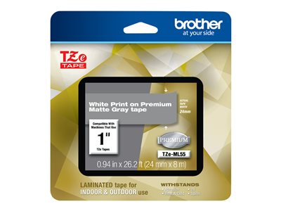 BROTHER MOBILE, 0.94 IN X 26.2 FT (24MM X 8M), BLACK INK ON MATTE GRAY LABEL, 2 PACK