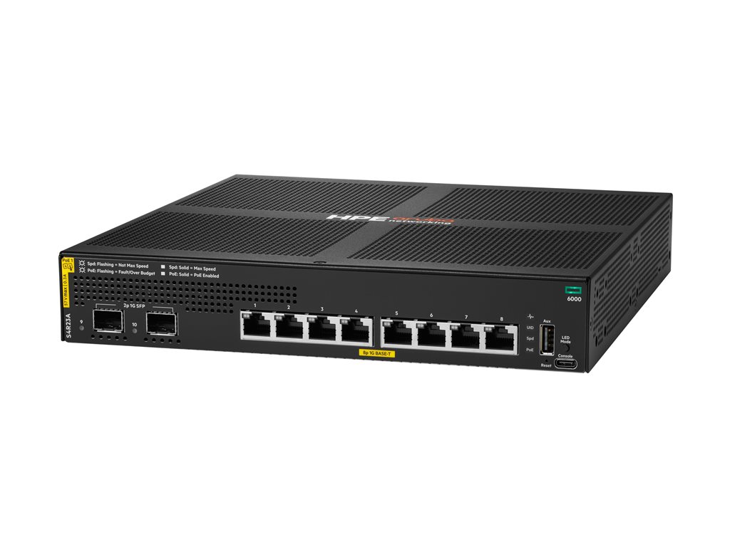 HPE Aruba Networking CX 6000 8p 10M/100M/1G Class4 PoE 2p SFP 1G 67W Switch