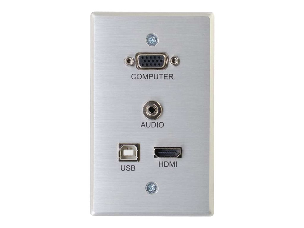 C2G RapidRun VGA + 3.5mm + HDMI and USB Pass Through Single Gang Wall Plate