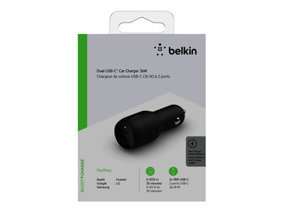 Belkin Dual 37W Car Charger and Lightning to USB-C Cable