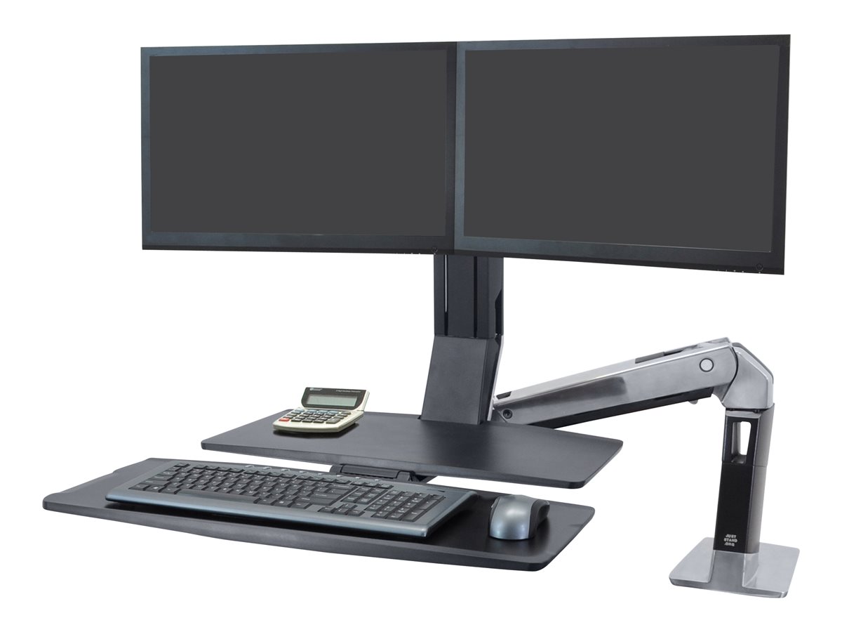 Ergotron WorkFit-A Dual Workstation With Worksurface - nástavec na stůl - leštěný hliník, černá – foto 5