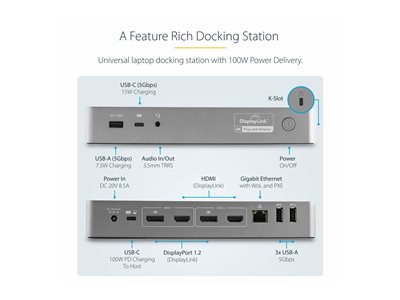StarTech .com Station d'accueil USB Type-C/A à 2 écrans