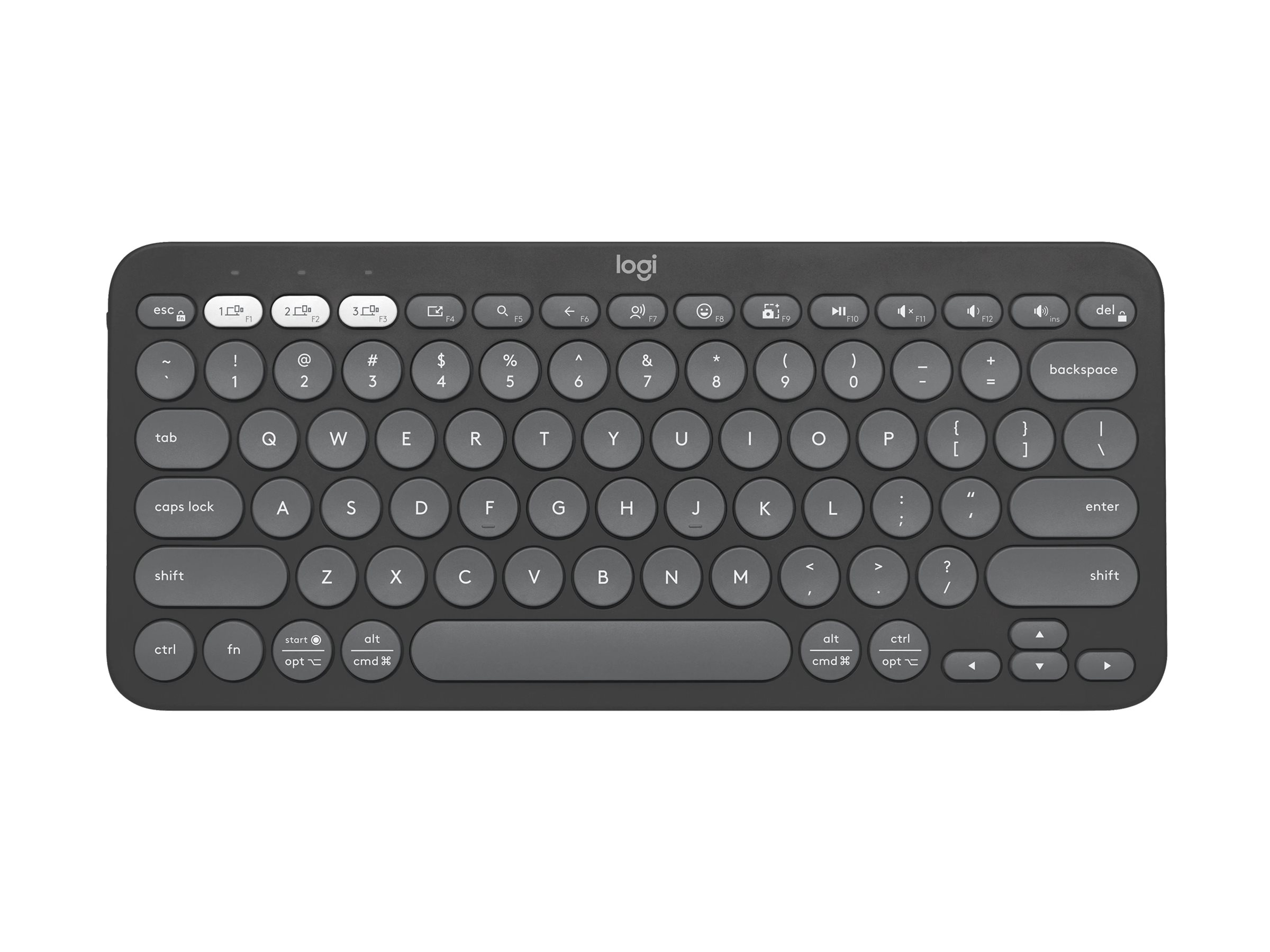 Logitech Pebble Keys 2 K380s keyboard QWERTY English tonal graphite Input Usage / lifestyle Close-up 72141