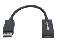 Manhattan DisplayPort 1.1 to HDMI Adapter Cable, 1080p@60Hz, Male to Female, Black, DP With Latch, Not Bi-Directional, Three 