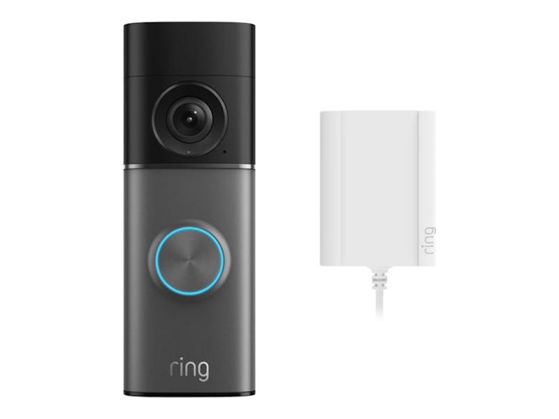 Ring Wired Video Doorbell Pro, smart doorbell, 4K, up to 10x enhanced zoom, wide field of view, radar detection, 30-day free trial of Ring Home Plan, 802.11a/b/g/n/ac/ax, deep silver, with plug-in adapter