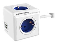 Allocacoc PowerCube extended usb Strømfordelingsenhed 6-stik 16A Blå Hvid 1.5m