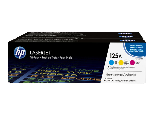 HP 125A CYM Tri-Pack LaserJet Toner Cart CF373AM