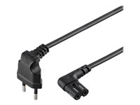 goobay Europlug (strøm CEE 7/16) (male) - Strøm IEC 60320 C7 Sort 1m Strømkabel