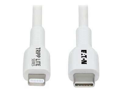 Eaton Tripp Lite Series Safe-IT USB-C to Lightning Sync/Charge Antibacterial Cable (M/M), MFi Certified, White, 1 m (3.3 ft.)