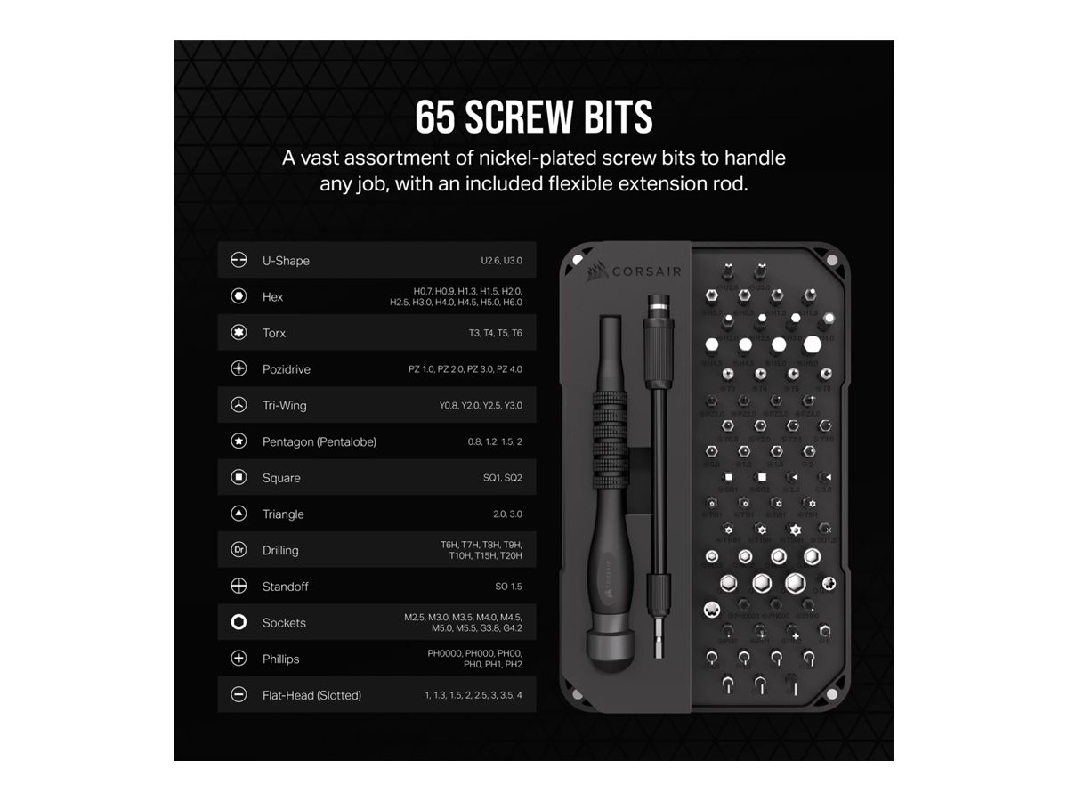 CORSAIR PC DIY Precision Toolkit Screwdriver With Bit Set - 67 piece