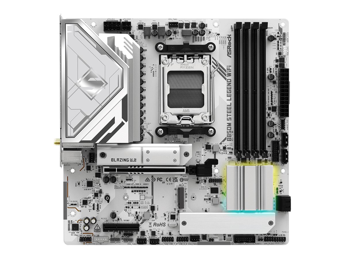 ASRock B850M STEEL LEGEND WIFI motherboard micro ATX Socket AM5 AMD Product shot Front 79875
