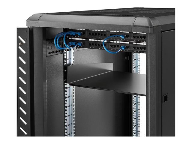 Image of StarTech.com 2U Fixed Server Rack Mount Shelf, 16in Deep Steel Universal Cantilever Tray for 19" AV/Data/Network Equipment Rack with Cage Nuts & Screws, 44lbs Weight Capacity, 60" Deep - 2U Network Rack Shelf (CABSHELF) - rack shelf