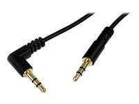 StarTech.com 3 ft. (0.9 m) 3.5mm Audio Cable - 3.5mm Slim Audio Cable - Right Angle - Male/Male - Aux Cable (MU3MMSRA) Audiokabel Sort 91cm