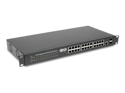 Tripp Lite 24 10/100/1000Mbps Port Gigabit L2 Web-Smart Managed PoE+ Switch, 2 Dedicated Gigabit SFP Slots, 52 Gbps, Web Interface