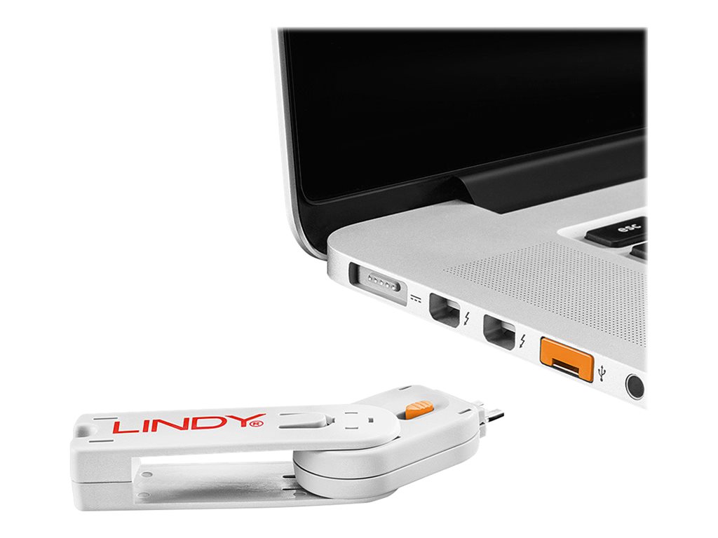 Clé USB et 4 bloqueurs de ports USB, Orange