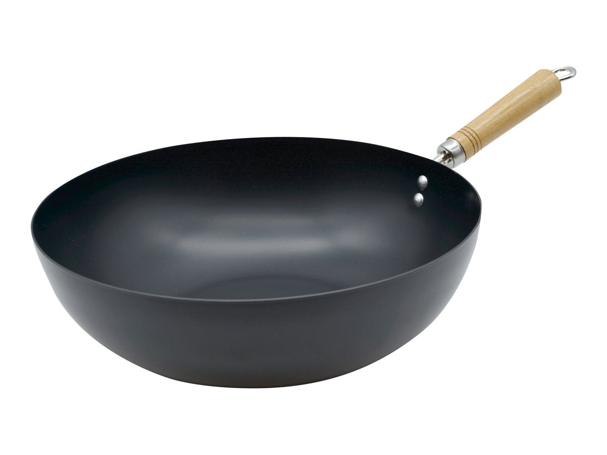 Starfrit Non-Stick Wok with Wooden Handle - 32cm(14-inch)- Durable Cast Iron