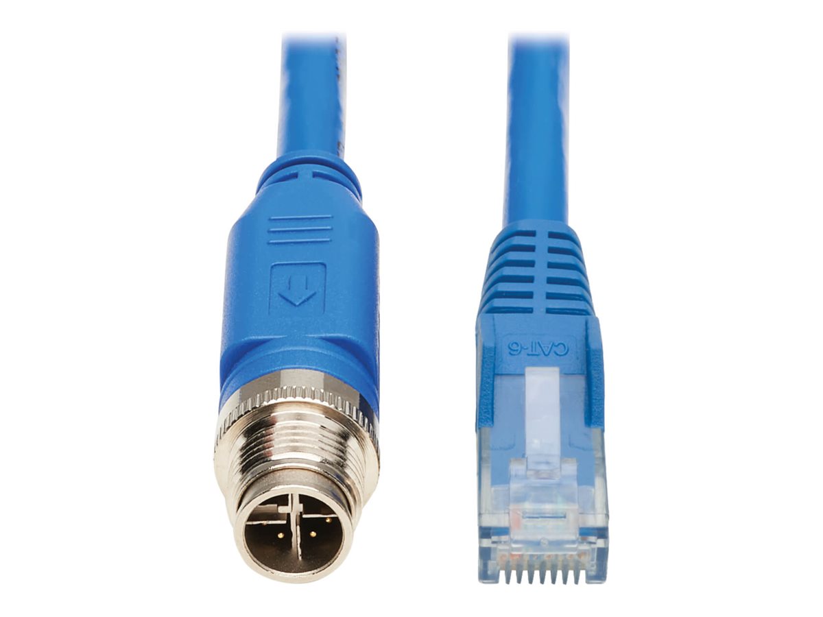 Eaton Tripp Lite Series M12 X-Code Cat6 1G UTP CMR-LP Ethernet Cable (M12 M/RJ45 M), IP68, PoE, Blue, 5 m (16.4 ft.)