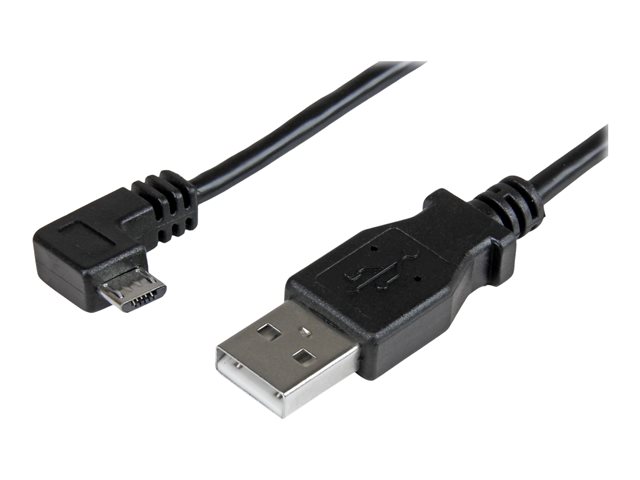 Image of StarTech.com 1m 3 ft Micro-USB Charge-and-Sync Cable - Right-Angle Micro-USB - M/M - USB to Micro USB Charging Cable - 30/24 AWG (USBAUB1MRA) - USB cable - Micro-USB Type B to USB - 1 m