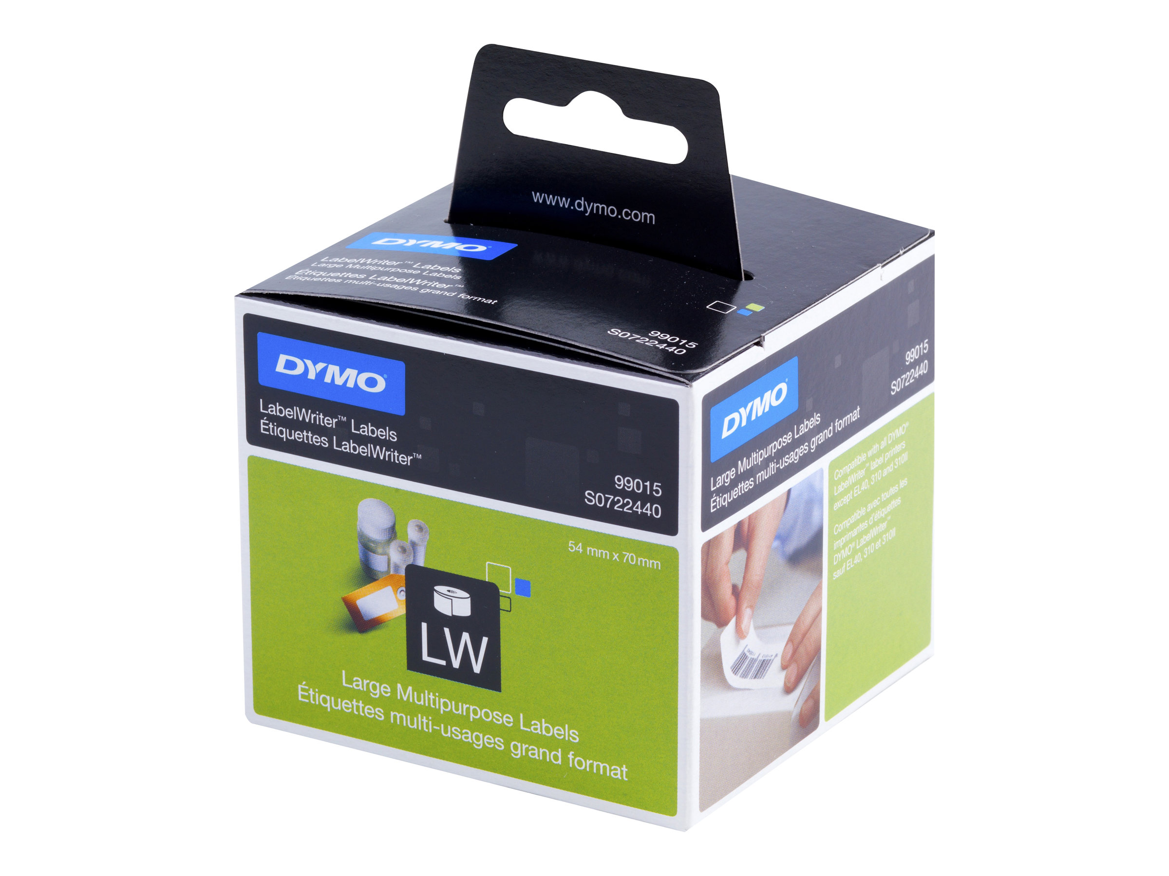 DYMO LabelWriter MultiPurpose multi-purpose labels 320 label(s) 54 x 70 Package view Right-angle 80025