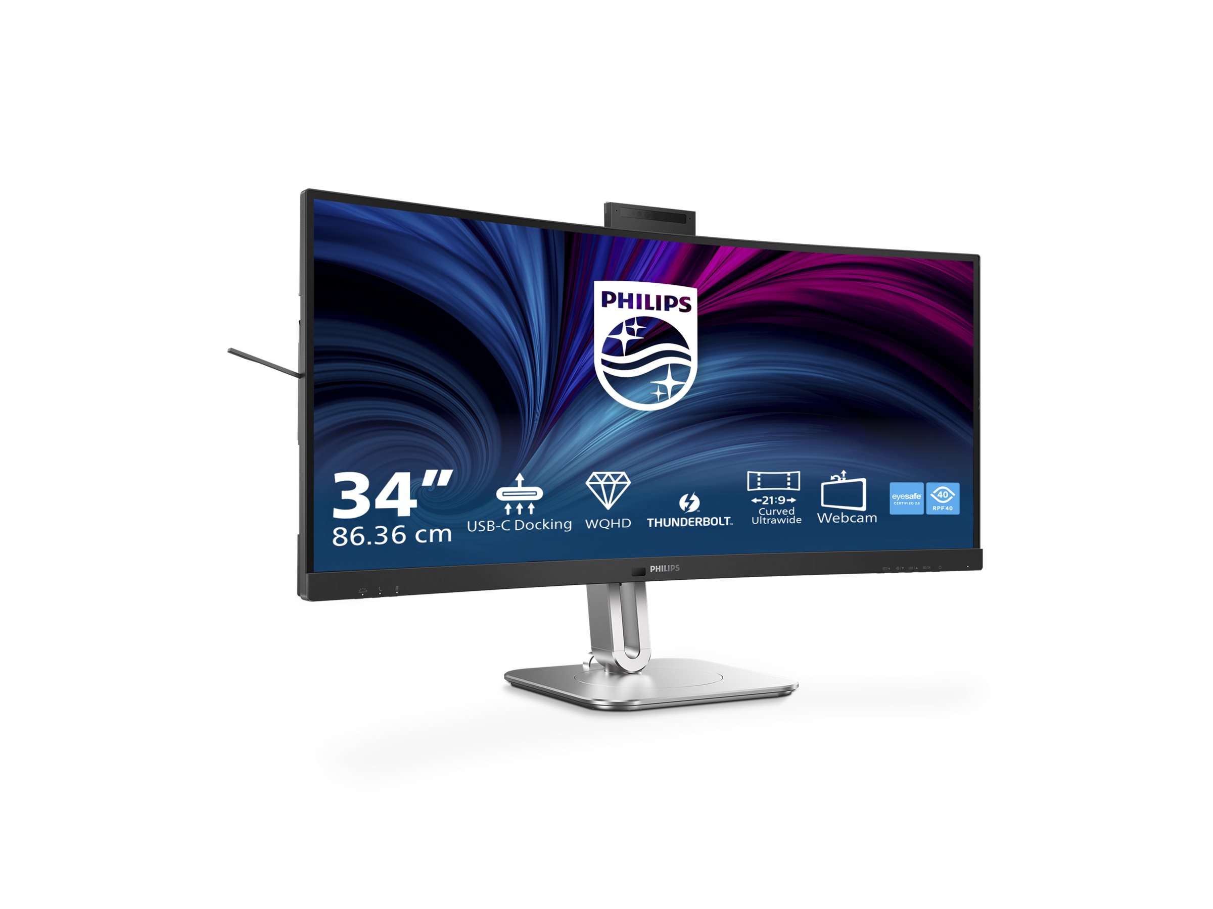 Philips 34B2U6603CH 6000 Series LED monitor curved 34 Product shot Right-angle 80000