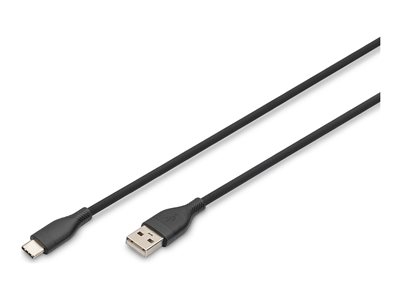 DIGITUS USB 2.0 kabel Typ C -A Silikon St/St 2m schwarz - AK-300340-020-S