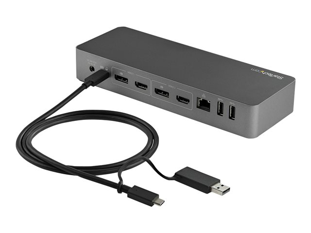 StarTech.com USB-C & USB-A Dock, Hybrid Universal Laptop Docking Station with 100W Power Delivery, Dual Monitor 4K 60Hz HDMI & DisplayPort, 4x USB 3.1 Gen 1 Hub, Gigabit Ethernet (GbE) - Hybrid USB Type-C Dock
