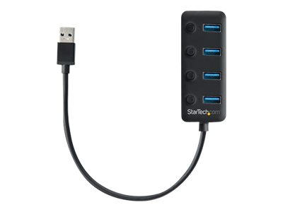 StarTech.com 4 Port USB 3.0 Hub, USB-A to 4x USB 3.0 Type-A with Individual On/Off Port Switches, SuperSpeed 5Gbps USB 3.1/USB 3.2 Gen 1, USB Bus Powered, Portable, 9.8