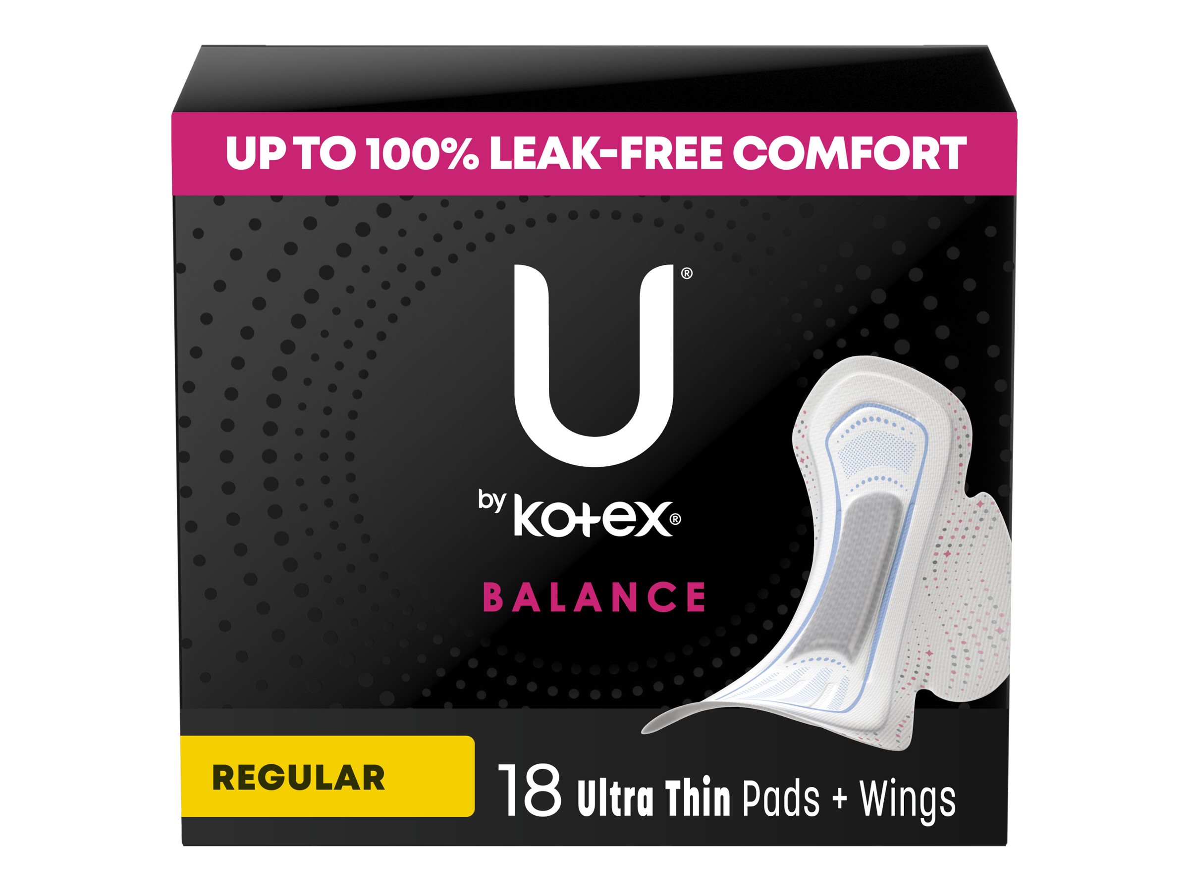 U by Kotex Balance Ultra Thin Sanitary Pad - Regular - 18 Count