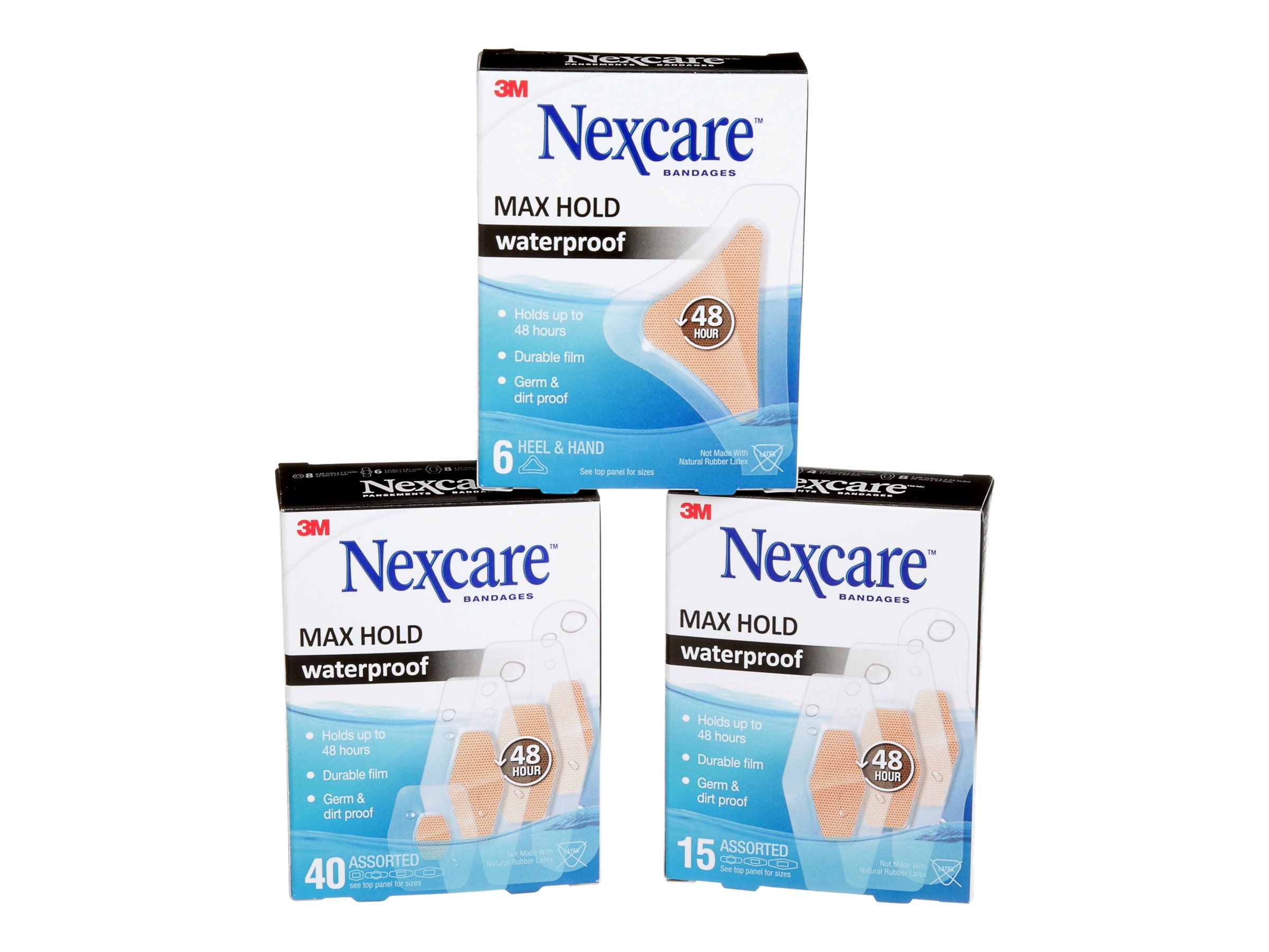 Nexcare Bandages Assorted - Max Hold Waterproof - 15s