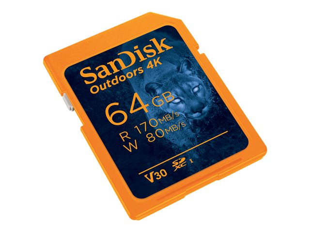 SanDisk Outdoors - Flash memory card - 64 GB - Video Class V30 / UHS-I U1 