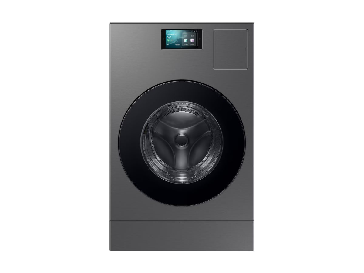 An image of Samsung WD18DB8995BZ washer/dryer - front loading - freestanding - dark steel