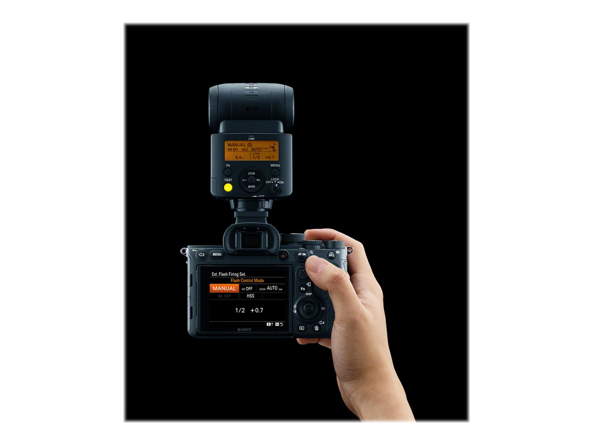 Sony HVL-F45RM Compact, Radio-Controlled Gn 45 Camera Flash with 1  Display, Black