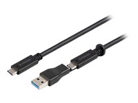 Prokord USB 3.0/ USB 3.1 Gen 2 USB Type-C kabel 1m Sort 