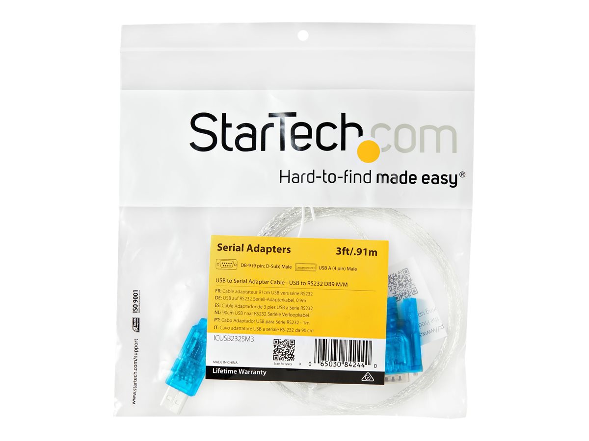 StarTech.com 3ft USB to RS232 DB9 Serial Adapter Cable - M/M - sériový adaptér - USB 2.0 - RS-232 – foto 3