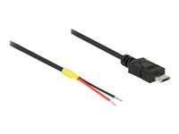 DeLOCK 5 pin Micro-USB Type B (kun strøm) (male) - Uisoleret ledning Sort 20cm Strømkabel