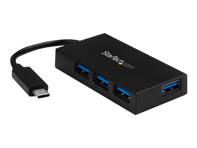 StarTech.com 4 Port USB C Hub with 4x USB-A Ports USB 3.0 (USB 3.1/3.2 Gen 1 SuperSpeed 5Gbps), USB Bus or Self Power, Portable USB Type-C to USB-A BC 1.2 Charging Hub w/Power Adapter