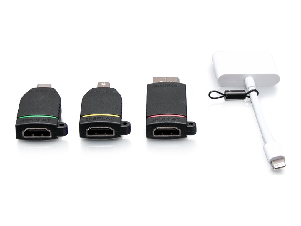 C2G Retractable Universal Mount 4K HDMI Adapter Ring with Color Coded Mini DisplayPort, DisplayPort, USB-C, and Lightning