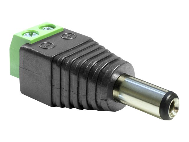DeLOCK 2 pins terminalblok (male) - DC-strømstik 2,1 mm (male) Strømforsyningsadapter