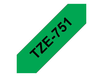 Schriftbandkassette Brother 24mm grün/schwarz  TZE751