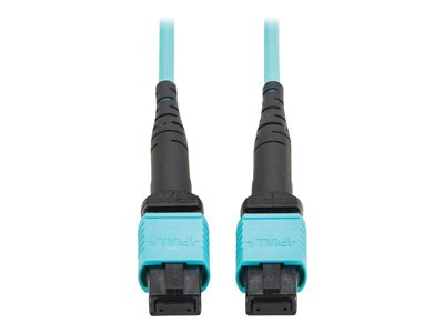 Eaton Tripp Lite Series 100G Multimode 50/125 OM4 Fiber Optic Cable 12F MPO/MPO-PC F/F Type-B Polarity OFNP Aqua 3M TAA