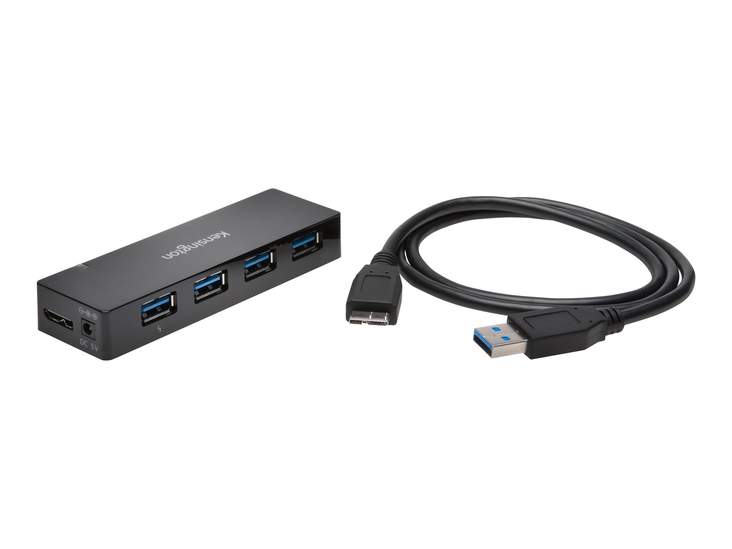 Kensington UH4000C USB 3.0 4-Port Hub + Charging hub 4 Product shot Left-angle 79900