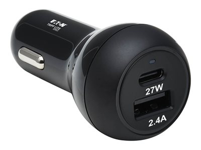 Tripp Lite USB Car Charger Dual-Port 39W Charging USB-C 27W, USB-A 12W