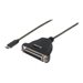 Manhattan USB-C to Parallel DB25 Printer Converter, 1m, Full Speed (12 Mbps), IEEE 1284, Male to Female, Black, Blister